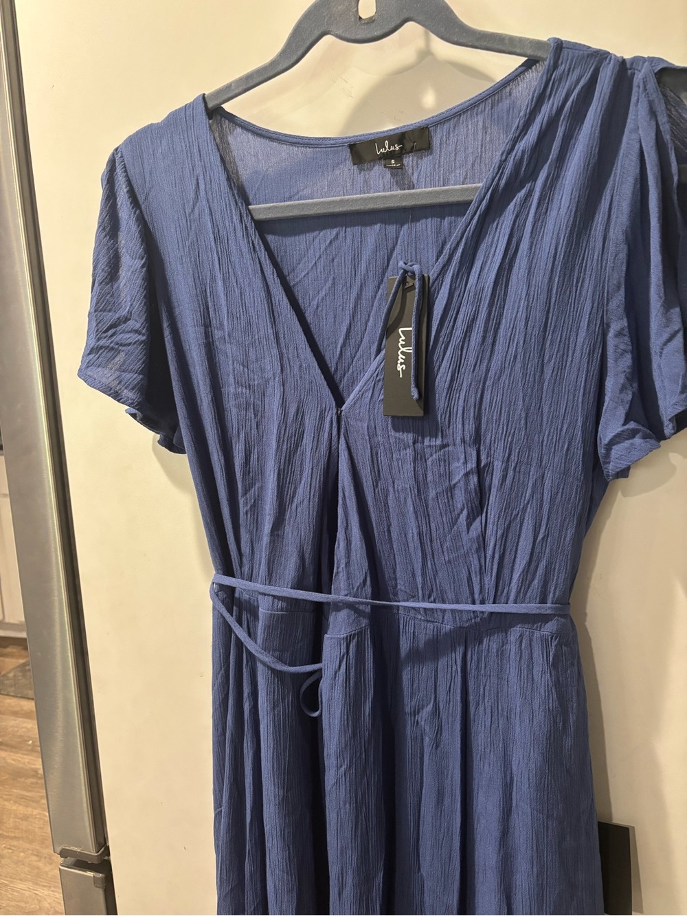 Lulus Marigold Slate Blue Flutter Sleeve Maxi Dress Size Small - Picture 3 of 6